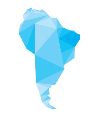 blue polygonal South America map clipart