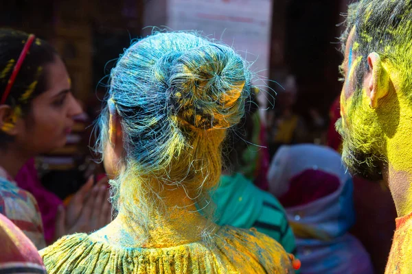 Jodhpur Rajastha India Mars 2020 Ndianer Firar Holi Festival Kvinnligt — Stockfoto