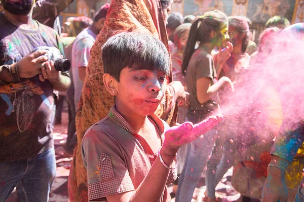 Jodhpur Rajastha India March 2020 Cute Little Indian Kid Celebrating — Stock Photo, Image