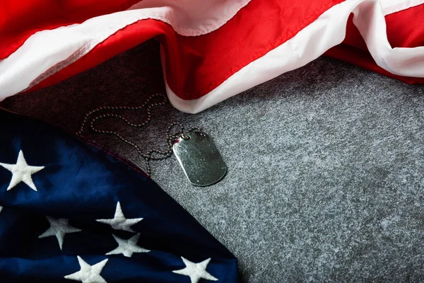 Amerika Spojené Státy Americké Vlajky Řetěz Psí Známky Vojenská Symbolizace — Stock fotografie