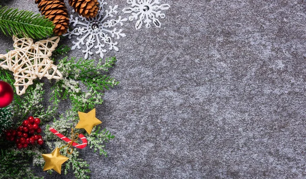 Новорічний Шаблон Різдвяними Святами Вид Зверху Плоский Лежав Облямівці Зелених — стокове фото