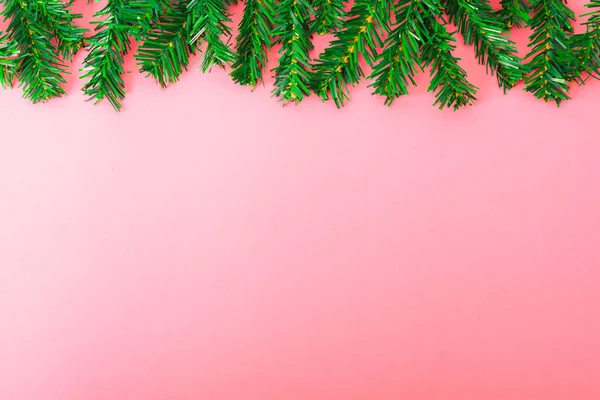 Gelukkig Nieuwjaar Kerstdag Bovenaanzicht Platte Lay Compositie Decoratie Boom Dennenboom — Stockfoto