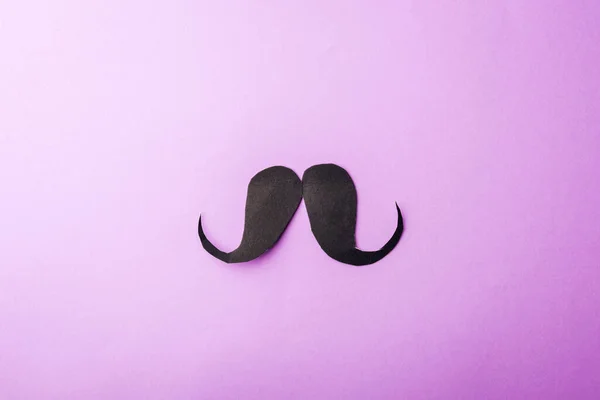 Moustache Noire Prise Vue Studio Isolée Sur Fond Violet Mois — Photo