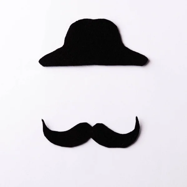 Bigode Preto Estúdio Filmado Isolado Fundo Branco Mês Consciência Câncer — Fotografia de Stock