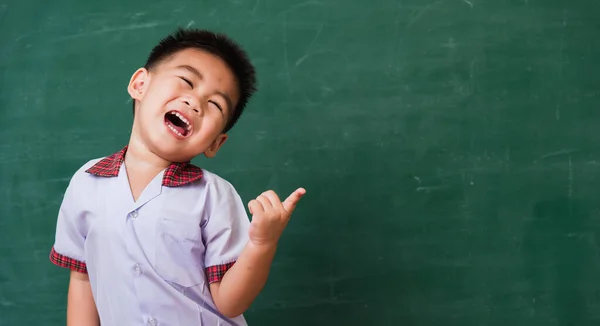 Volta Escola Feliz Asiático Engraçado Bonito Criança Menino Jardim Infância — Fotografia de Stock