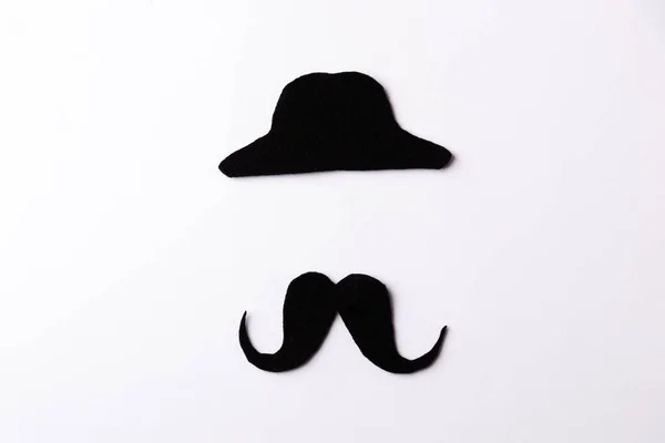 Bigode Preto Estúdio Filmado Isolado Fundo Branco Mês Consciência Câncer — Fotografia de Stock