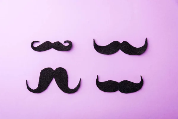 Moustache Noire Prise Vue Studio Isolée Sur Fond Violet Mois — Photo