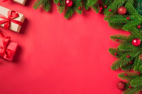 Fundo Férias Natal Com Decoração Caixa Presente Composição Top View — Fotografia de Stock