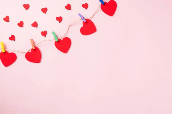 Buon San Valentino Sfondo Cuore Rosso Forma San Valentino Decorazione — Foto Stock