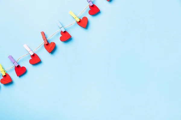 Concetto San Valentino Rosso Forma Cuore Decorazione Valentini Appeso Con — Foto Stock