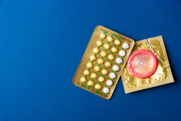 Dia Mundial Saúde Sexual Aids Preservativo Pacote Invólucro Pílulas Contraceptivas — Fotografia de Stock
