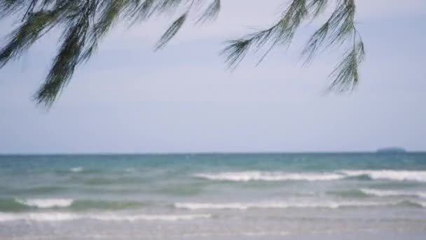 Bela Praia Tropical Areia Branca Turquesa Oceano Água Céu Azul — Vídeo de Stock