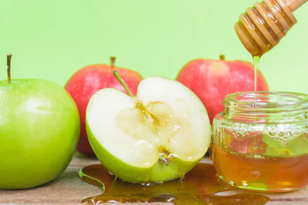 Hari Libur Yahudi Apple Rosh Hashanah Foto Tersebut Menampilkan Madu — Stok Foto