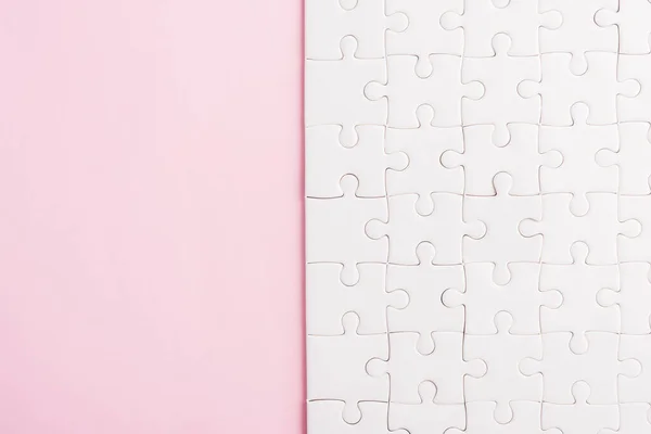Visão Superior Flat Lay Paper Plain White Jigsaw Game Texture — Fotografia de Stock
