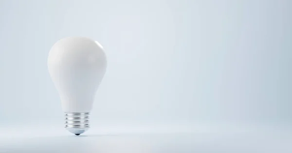 White Light Bulb Bright Isolated Blue Pastel Colors Background Bright — Stock Photo, Image