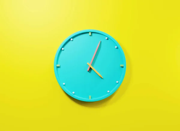 Ofis Saati Simgesi Saati Dakikası Olan Yuvarlak Mavi Saatleri Sarı — Stok fotoğraf