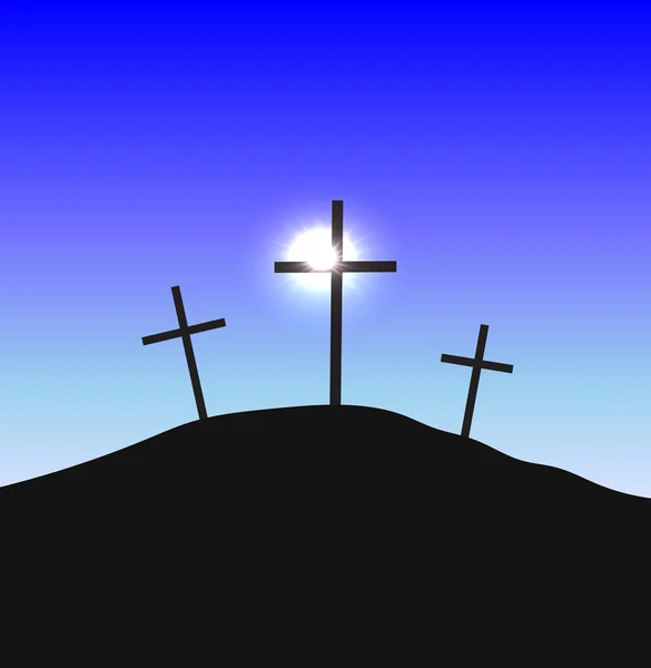 Τρεις σταυρούς που στέκεται στο Γολγοθά — Διανυσματικό Αρχείο