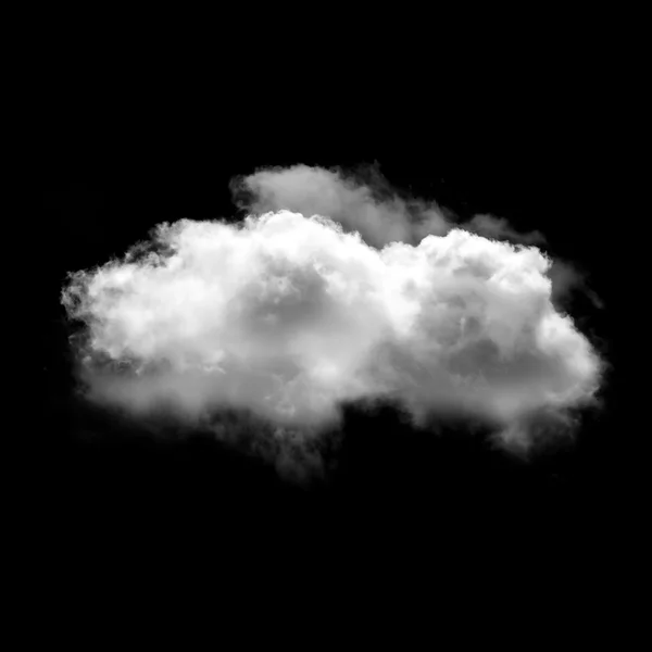 Біла пухнаста хмара ізольована на чорному тлі — стокове фото