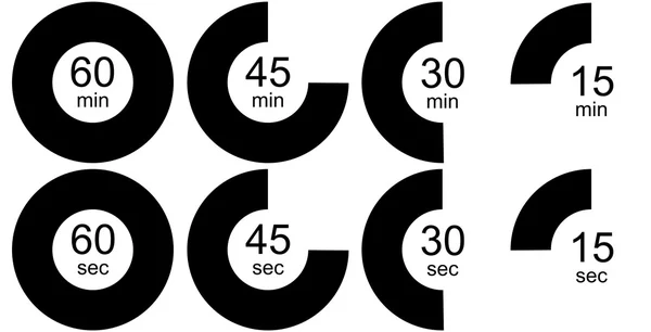 Timer icons set, black and white version — Stock Photo, Image