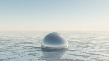 Glass sphere in the endless sea clipart