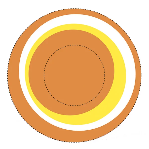 镶嵌装饰品的金属板 用于装饰目的 与白色背景图相隔离 纹理装饰圆形图标 松饼形成与橙色和黄色球状图案 — 图库照片