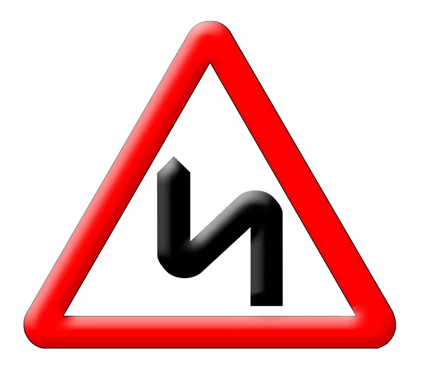 Bend road traffic sign — Stock Photo, Image