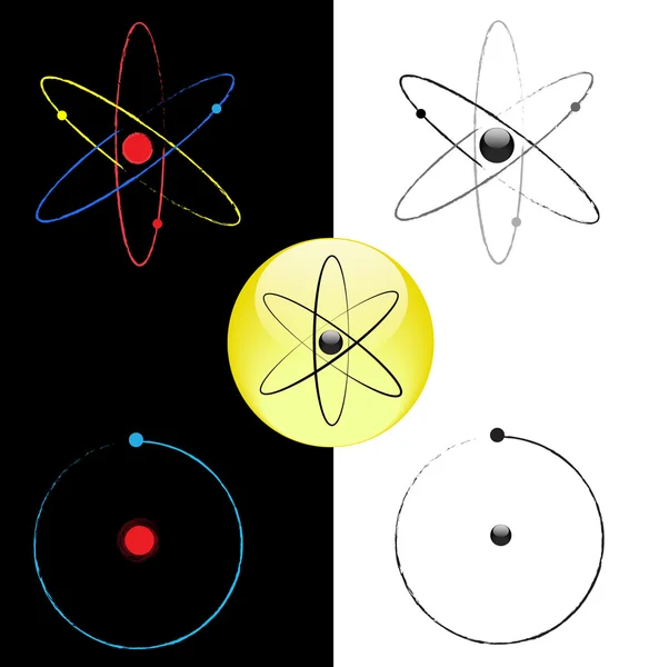 Atom och svartvita vektor symboler — Stock vektor