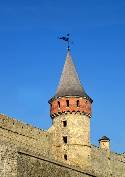 Castle wall and tower. Medieval fortification — Stock Photo, Image