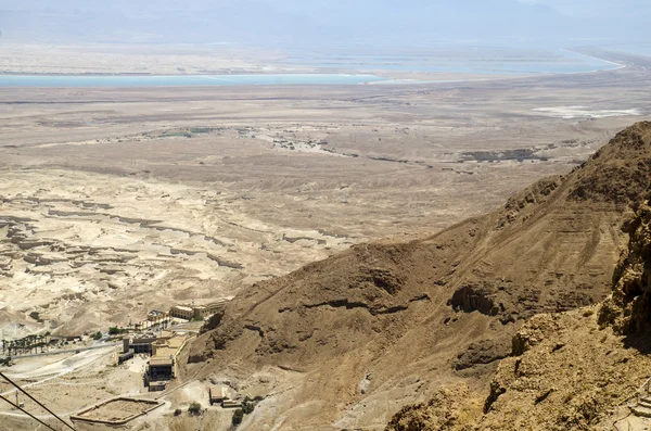 Desierto de Judea y Mar Muerto en Israel, vista desde la fortaleza de Masada — Foto de Stock