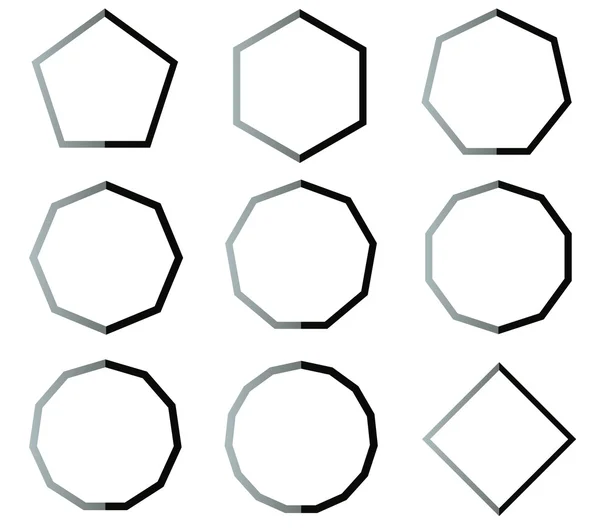 Polygon black and white shapes set illustration — Stock Photo, Image