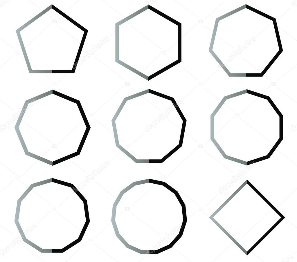 Polygon black and white shapes set illustration