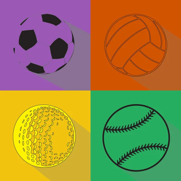 Sport labdák vektor sziluettek — Stock Vector