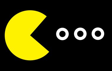 Pac-Man beyaz daireler yemek hayvanları gibi