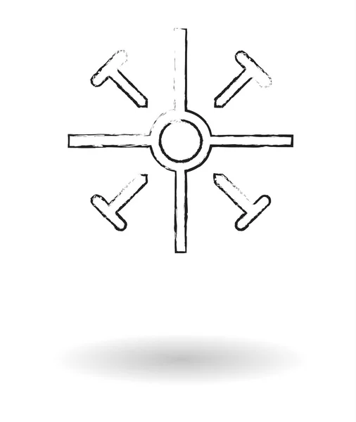 Koptský kříž náčrt tužkou — Stockový vektor