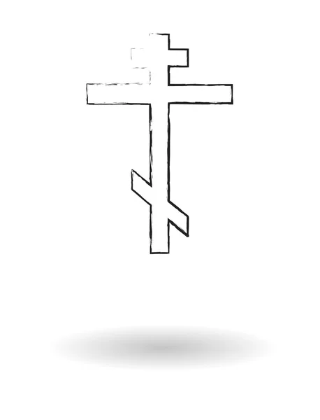 Croquis au crayon croix orthodoxe — Image vectorielle