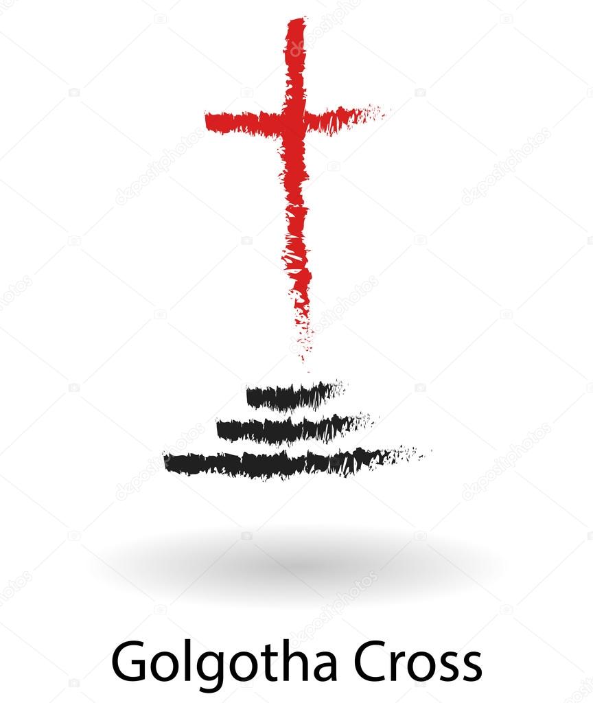 Golgotha cross vector sketch drawing