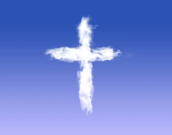 Cloud cross flying in the deep blue sky — Stock Photo, Image