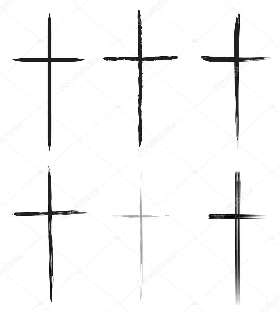 Hand-drawn vector crosses set