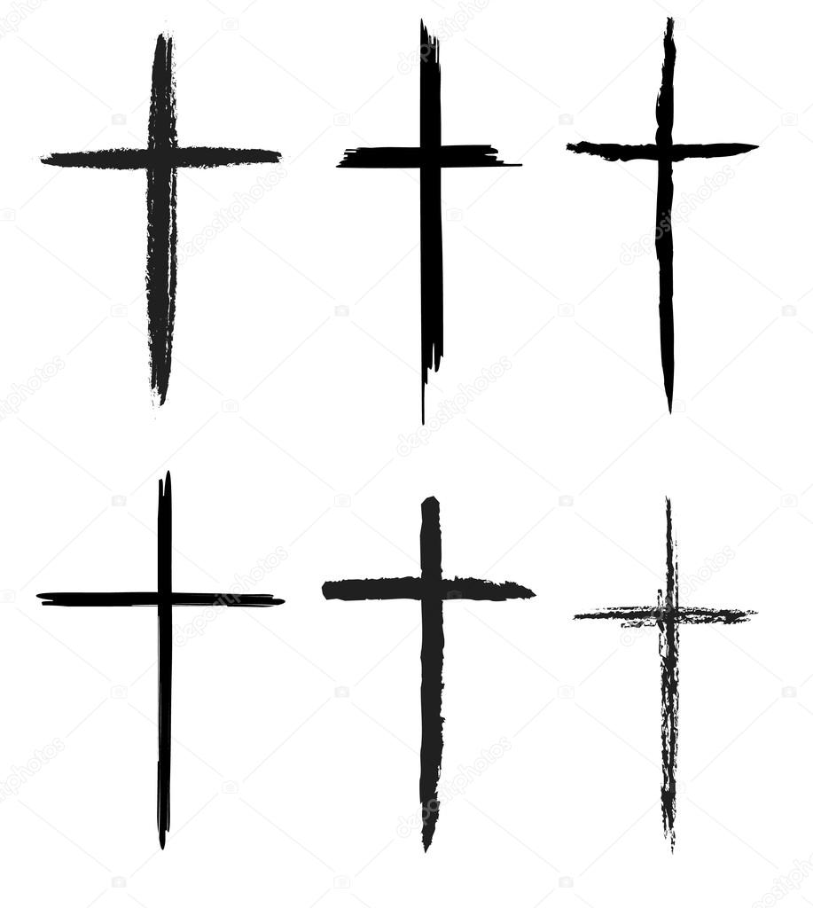 Hand-drawn vector crosses set