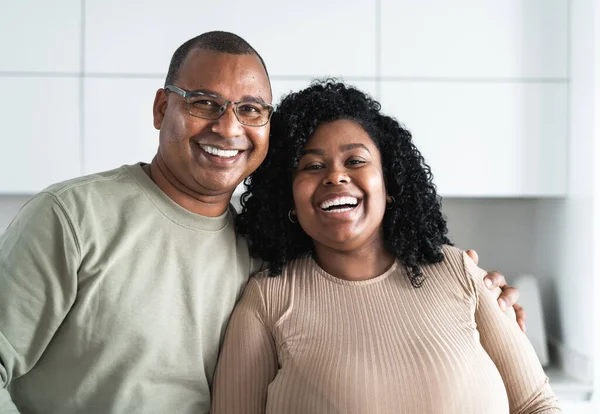 Happy Smiled Afro Latin Father Daughter Portrait Family Love Unity — Stok Foto