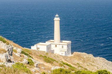 Capo d'Otranto,: Salento, Apulia, İtalya ikonik feneri