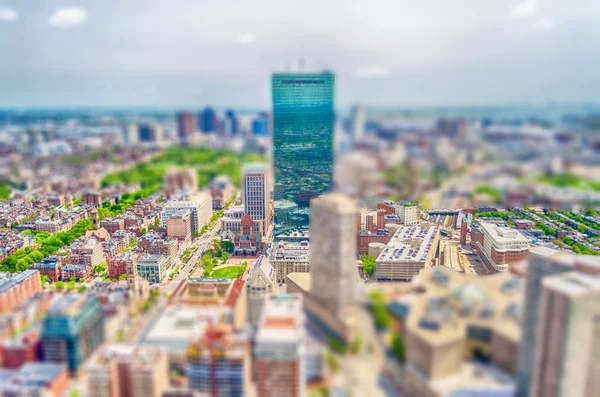 Aerial View of Central Boston, USA. Tilt-shift effect applied — Stock Photo, Image