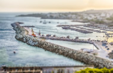 Santa Maria di Leuca waterfront, Apulia, İtalya. Uygulanan tilt-shift efekti