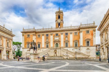 Piazza del Campidoglio üzerinde Capitoline Hill, Roma, İtalya