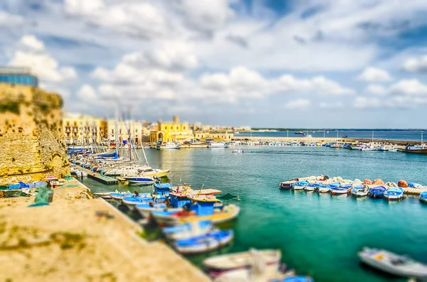 Scenic view of Gallipoli, Salento, Italy. Tilt-shift effect applied — Stock Photo, Image