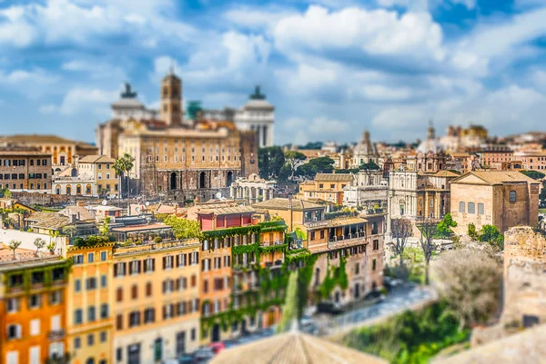Veduta aerea del centro di Roma. Effetto tilt-shift applicato — Foto Stock