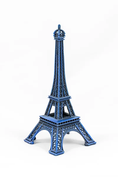 Голубая модель Эйфелевой башни, изолированная на белом фоне — стоковое фото