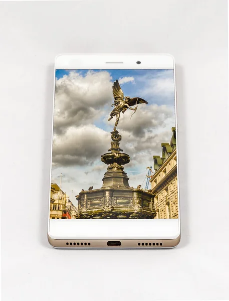 Smartphone moderno que muestra la imagen a pantalla completa de Londres, Reino Unido — Foto de Stock