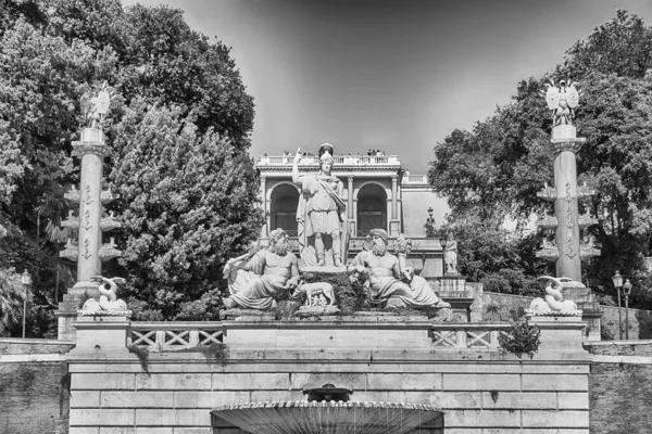 Classical Fontana Del Nettuno Monumental Fountain Located Piazza Del Popolo — Stock Photo, Image