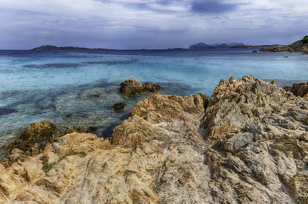 Kilátás Ikonikus Spiaggia Del Principe Egyik Legszebb Strandok Szardínia Olaszország — Stock Fotó